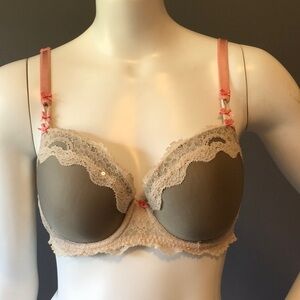 Victoria's Secret Tan and Pink Lace Bra
